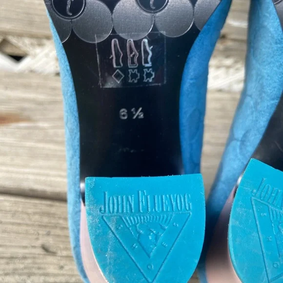 John Fluevog Shoes Attic Iris Patent Toe Pump in Blue Leather Women's Size 6-6.5 - Picture 8 of 16